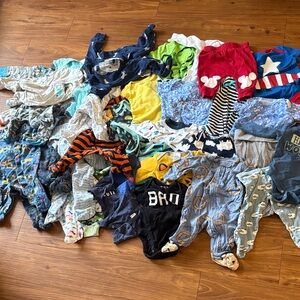 Baby Boys Mixed Onesie & Footed Pajama 0-3 months Bundle #1